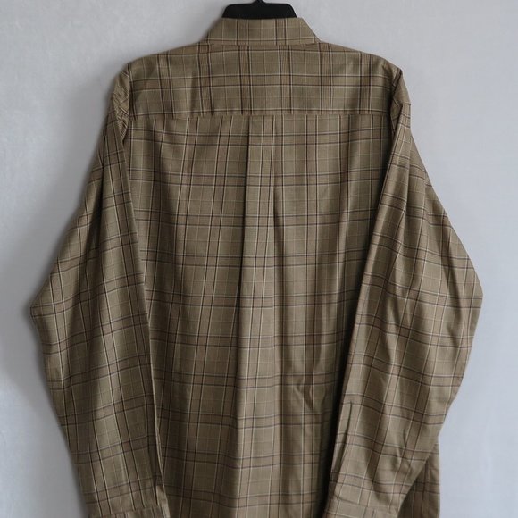 NWOT Jos. A. Bank Traveler's Collection Brown Plaid No-Wrinkle Shirt Size L - Picture 4 of 5